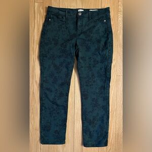J. Jill Denim Women’s Jeans Green Floral Authentic Fit Slim Ankle Stretch, Sz 10